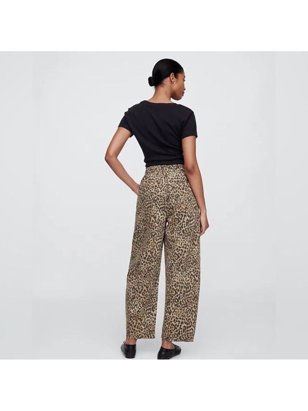 Gap BoHo Leopard Animal Print Pull-On Barrel Denim Jeans NWT SP Mid-rise Grunge - Picture 4 of 6